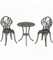 Outsunny 3 Piece Bistro Set, Aluminium Garden Furniture with Umbrella Hole