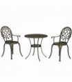Outsunny 3PCs Bistro Set,  Aluminium Garden Table and Chairs Bronze Tone