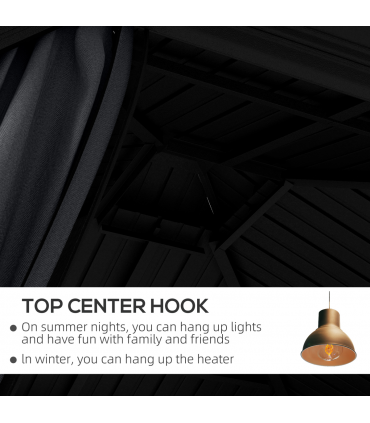 Outsunny 3 x 3.7m Aluminium Outdoor Hardtop Gazebo Canopy 2-Tier Roof Dark Grey