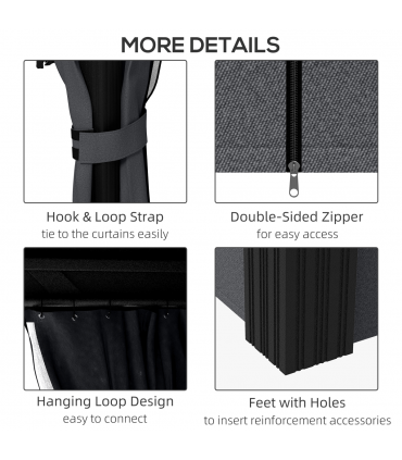 Outsunny 3 x 3.7m Aluminium Outdoor Hardtop Gazebo Canopy 2-Tier Roof Dark Grey