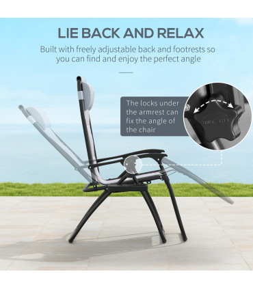 Outsunny 2 Pcs Zero Gravity Lounger Folding Recliner Chair w/ Cup Holder