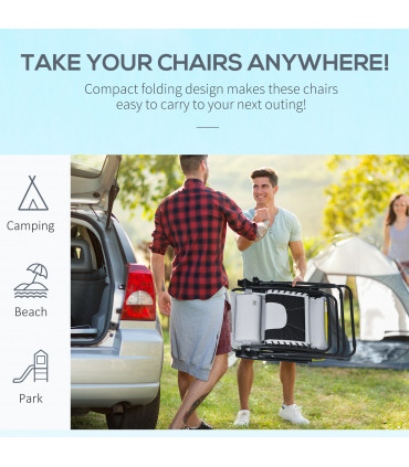 Outsunny 2 Pcs Zero Gravity Lounger Folding Recliner Chair w/ Cup Holder