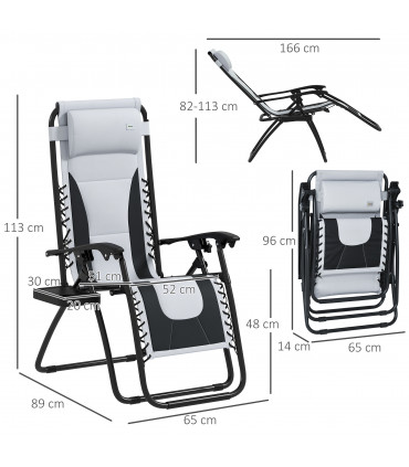 Outsunny 2 Pcs Zero Gravity Lounger Folding Recliner Chair w/ Cup Holder