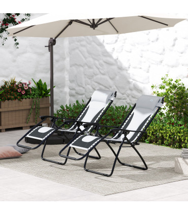 Outsunny 2 Pcs Zero Gravity Lounger Folding Recliner Chair w/ Cup Holder