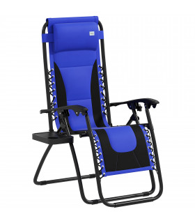 Outsunny Zero Gravity Lounger Folding Recliner Chair w/ Cup Holder Blue