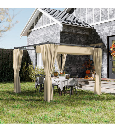 Durable Garden Shelter - Retractable Canopy & Privacy Curtains - 3x3m