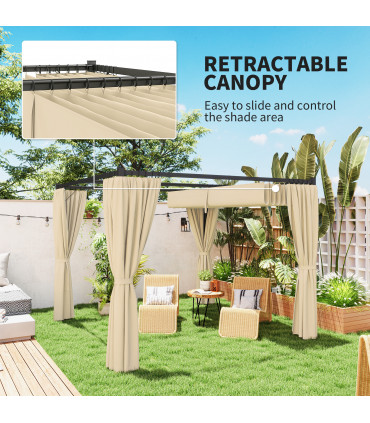 Durable Garden Shelter - Retractable Canopy & Privacy Curtains - 3x3m
