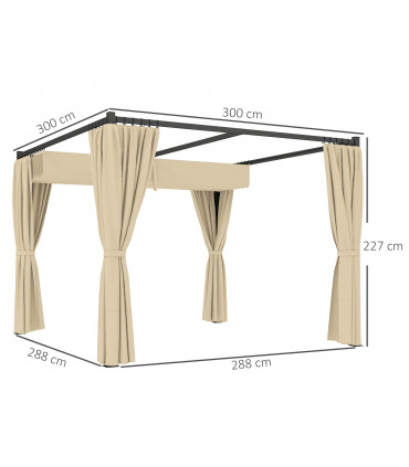 Durable Garden Shelter - Retractable Canopy & Privacy Curtains - 3x3m
