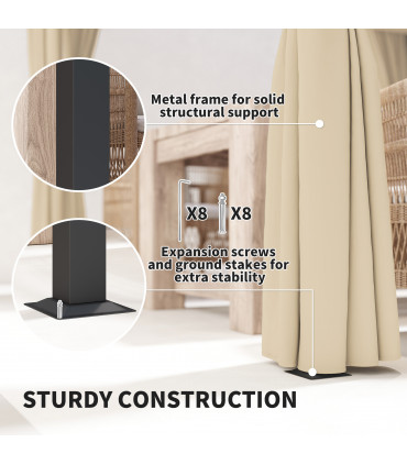 Durable Garden Shelter - Retractable Canopy & Privacy Curtains - 3x3m