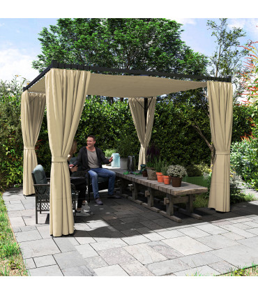 Durable Garden Shelter - Retractable Canopy & Privacy Curtains - 3x3m