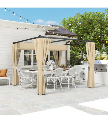 Durable Garden Shelter - Retractable Canopy & Privacy Curtains - 3x3m
