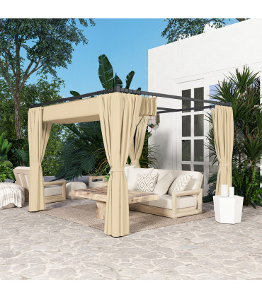 Durable Garden Shelter - Retractable Canopy & Privacy Curtains - 3x3m