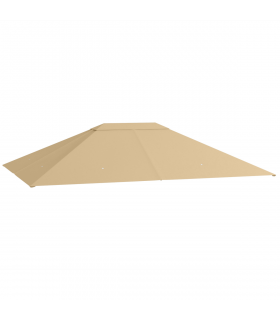 Outsunny 3 x 4m Gazebo Canopy Replacement Gazebo Roof Cover, Khaki