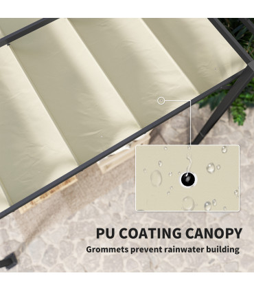 Outsunny 3 x 4m Pergola with Retractable Roof and Aluminium Frame, Khaki