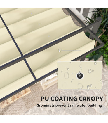 Outsunny 3 x 3(m) Pergola with Retractable Roof and Aluminium Frame, Khaki