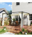 Retractable Khaki Canopy with Insect Netting for Outdoor Spaces