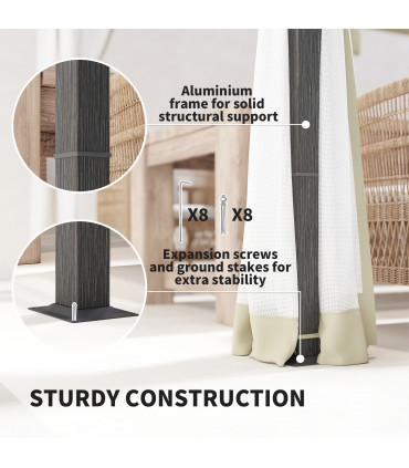 Retractable Khaki Canopy with Insect Netting for Outdoor Spaces