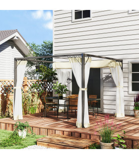 Retractable Khaki Canopy with Insect Netting for Outdoor Spaces