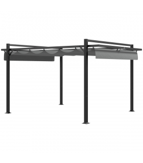 Outsunny 3 x 4m Pergola with Retractable Roof and Aluminium Frame, Grey