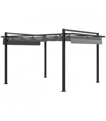 Outsunny 3 x 4m Pergola with Retractable Roof and Aluminium Frame, Grey