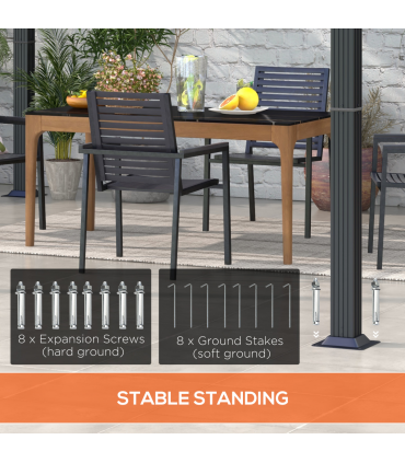 Outsunny 3 x 4m Pergola with Retractable Roof and Aluminium Frame, Grey