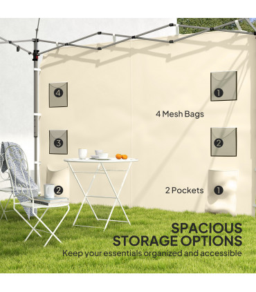 Beige Sidewall Panel for 3x3m Gazebo - Durable Oxford Fabric with Storage