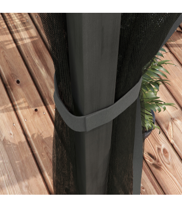 Outsunny 3 x 4m Pergola with Retractable Roof and Netting, Dark Grey