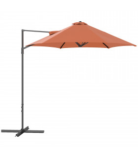 Outsunny 2.5M Offset Roma Patio Umbrella W/ 360° Rotation, Orange