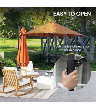 Outsunny 2.5M Offset Roma Patio Umbrella W/ 360° Rotation, Orange