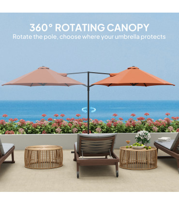 Outsunny 2.5M Offset Roma Patio Umbrella W/ 360° Rotation, Orange