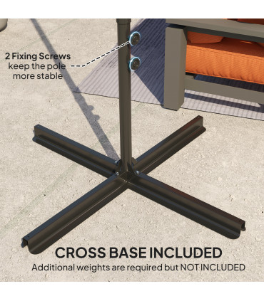 Outsunny 2.5M Offset Roma Patio Umbrella W/ 360° Rotation, Orange