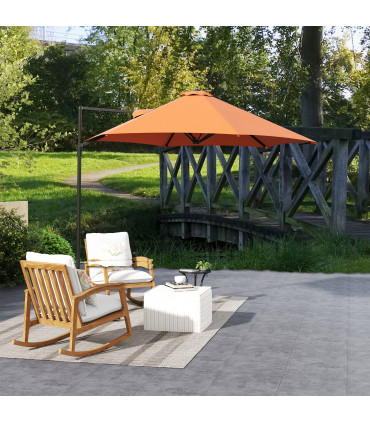 Outsunny 2.5M Offset Roma Patio Umbrella W/ 360° Rotation, Orange