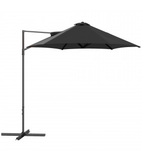 Outsunny 2.5M Offset Roma Patio Umbrella W/ 360° Rotation, Black