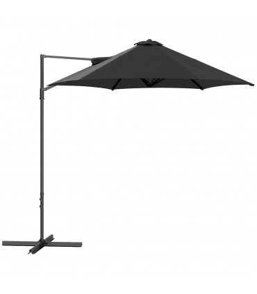 Outsunny 2.5M Offset Roma Patio Umbrella W/ 360° Rotation, Black