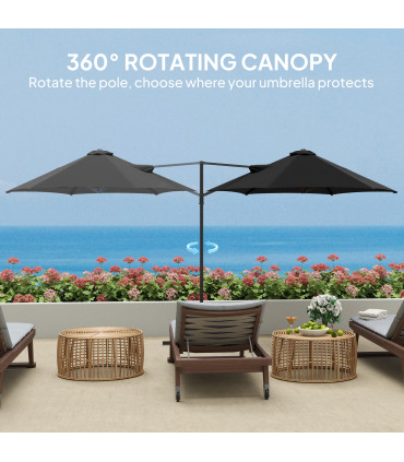 Outsunny 2.5M Offset Roma Patio Umbrella W/ 360° Rotation, Black