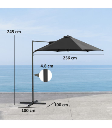 Outsunny 2.5M Offset Roma Patio Umbrella W/ 360° Rotation, Black