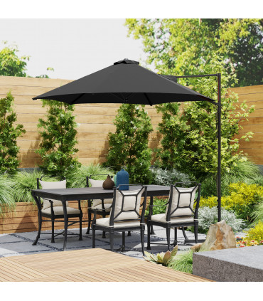 Outsunny 2.5M Offset Roma Patio Umbrella W/ 360° Rotation, Black