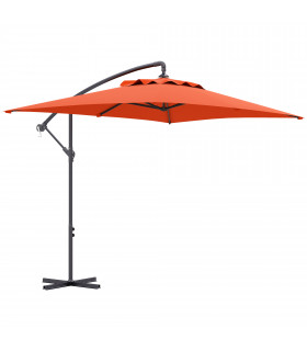 Outsunny 3 m Cantilever Parasol with Cross Base, Crank Handle, Orange