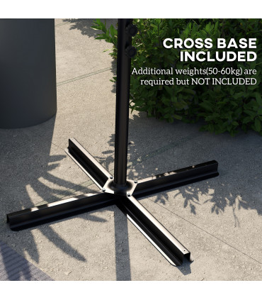 Outsunny 3 m Cantilever Parasol with Cross Base, Crank Handle, Orange