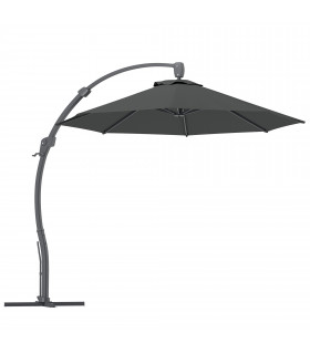 Outsunny 3(m) Garden Cantilever Parasol with Crank Aluminium Frame Grey