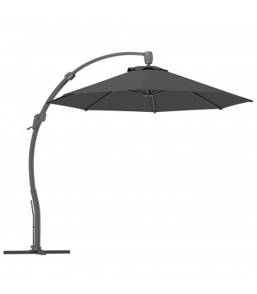 Outsunny 3(m) Garden Cantilever Parasol with Crank Aluminium Frame Grey