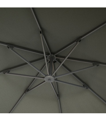 Outsunny 3(m) Garden Cantilever Parasol with Crank Aluminium Frame Grey