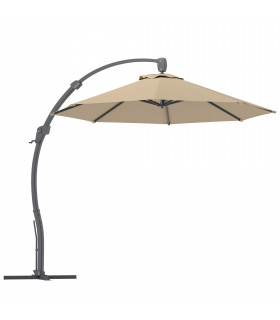 Outsunny 3(m) Garden Cantilever Parasol with Crank Aluminium Frame Khaki