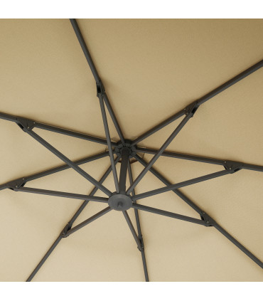 Outsunny 3(m) Garden Cantilever Parasol with Crank Aluminium Frame Khaki