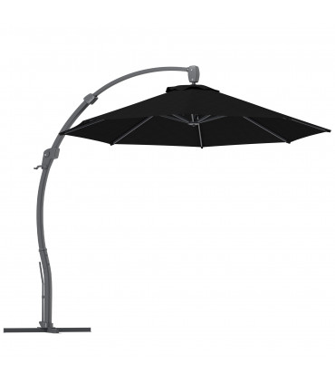 Outsunny 3(m) Garden Cantilever Parasol with Crank Aluminium Frame Black