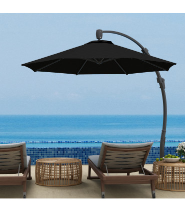 Outsunny 3(m) Garden Cantilever Parasol with Crank Aluminium Frame Black