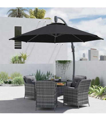 Outsunny 3(m) Garden Cantilever Parasol with Crank Aluminium Frame Black