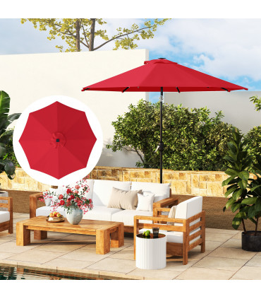 Outsunny UPF 50+ Replacement Parasol Canopy Parasol Cover Replacement, Red