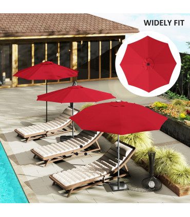 Outsunny UPF 50+ Replacement Parasol Canopy Parasol Cover Replacement, Red