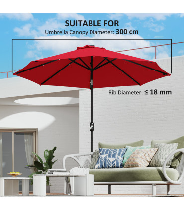Outsunny UPF 50+ Replacement Parasol Canopy Parasol Cover Replacement, Red
